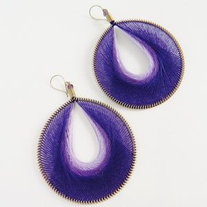 Large Purple Thread Earrings